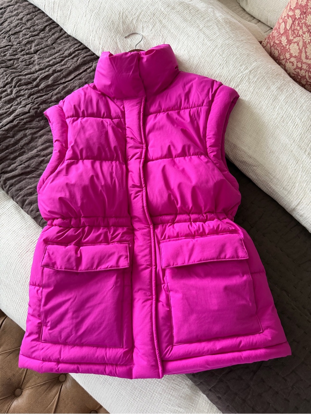 Universal Thread Hot Pink Magenta Puffer Vest Quilted Zip Front Target